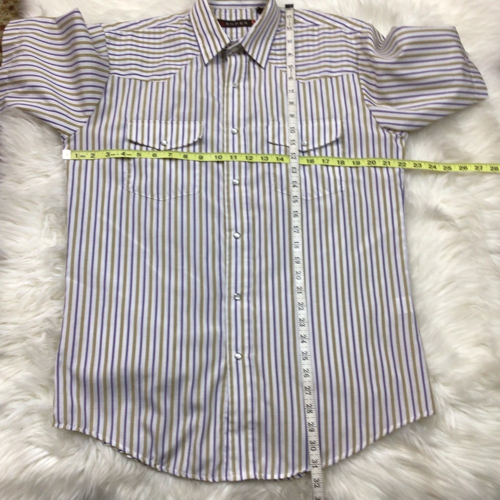 Vtg Roper Pearl Snap Striped Western Rodeo - Picture 7 of 7